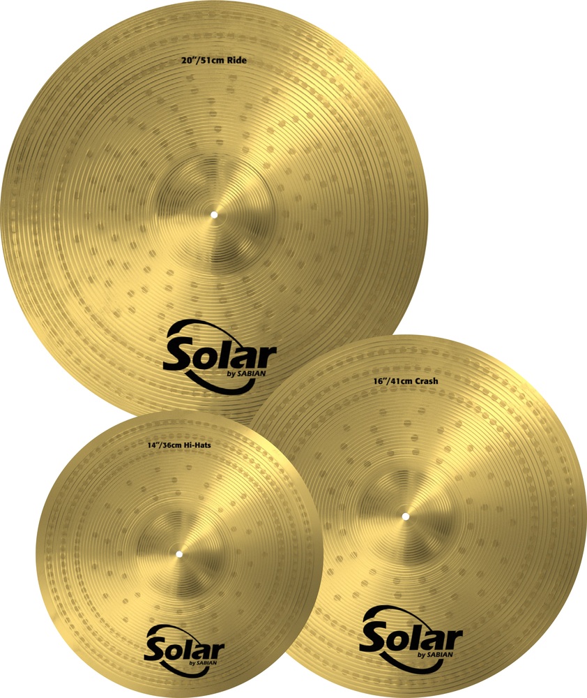 Solar by Sabian Performance Set Cymbal Pack - 14" Hihats + 16" Crash + 20" Ride