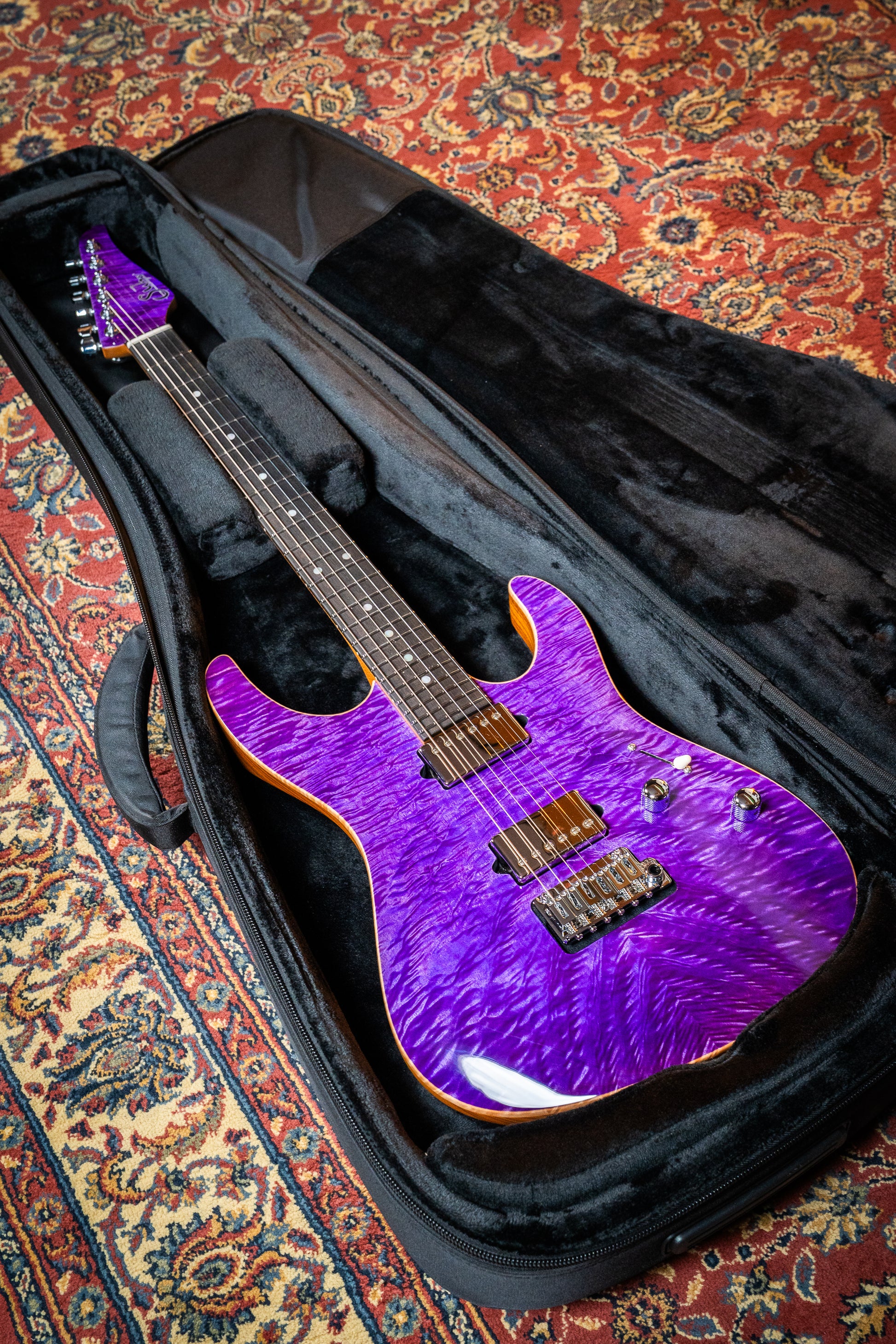 Suhr Custom Modern HH - Roasted Swamp Ash / Curly Maple Top - Trans Purple (#87559)