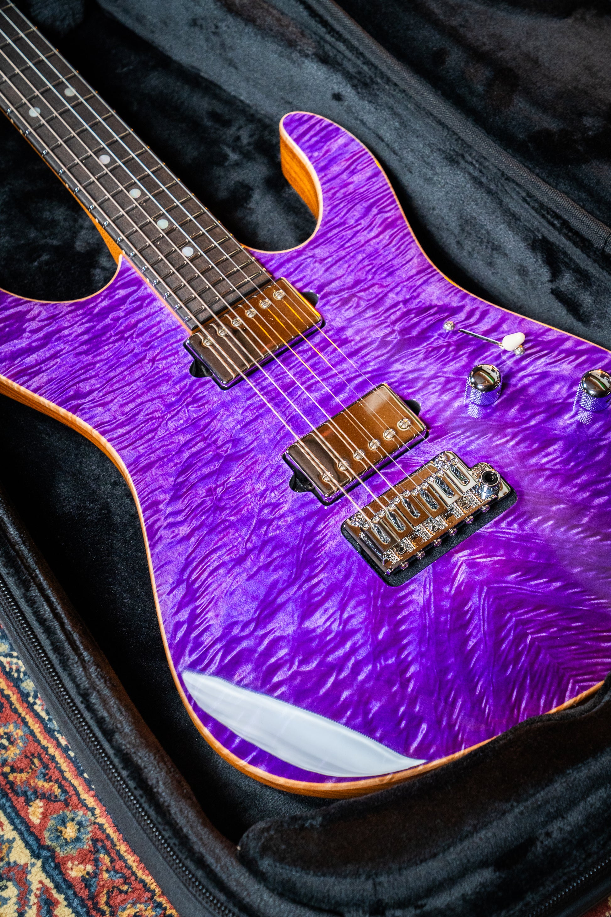 Suhr Custom Modern HH - Roasted Swamp Ash / Curly Maple Top - Trans Purple (#87559)