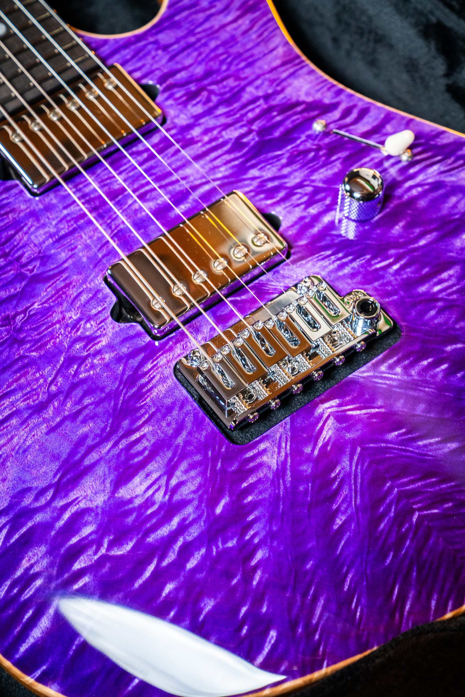 Suhr Custom Modern HH - Roasted Swamp Ash / Curly Maple Top - Trans Purple (#87559)