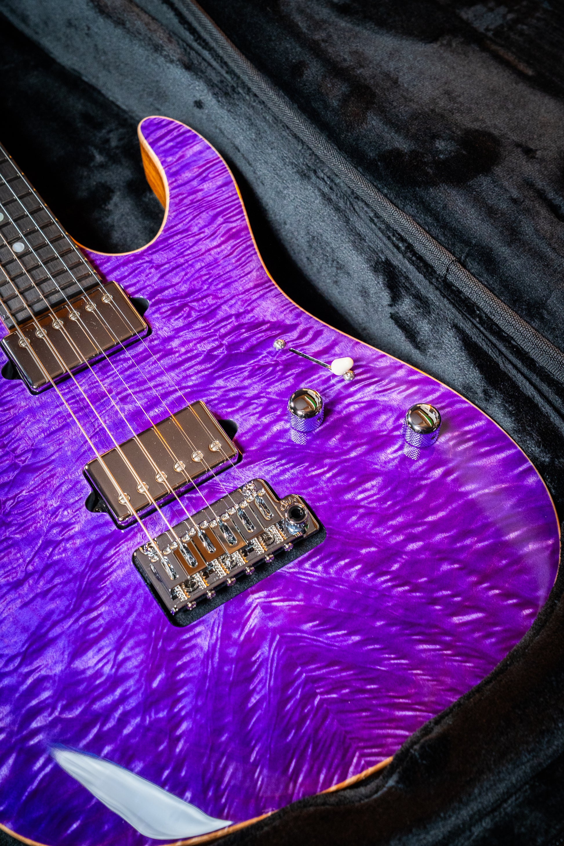 Suhr Custom Modern HH - Roasted Swamp Ash / Curly Maple Top - Trans Purple (#87559)