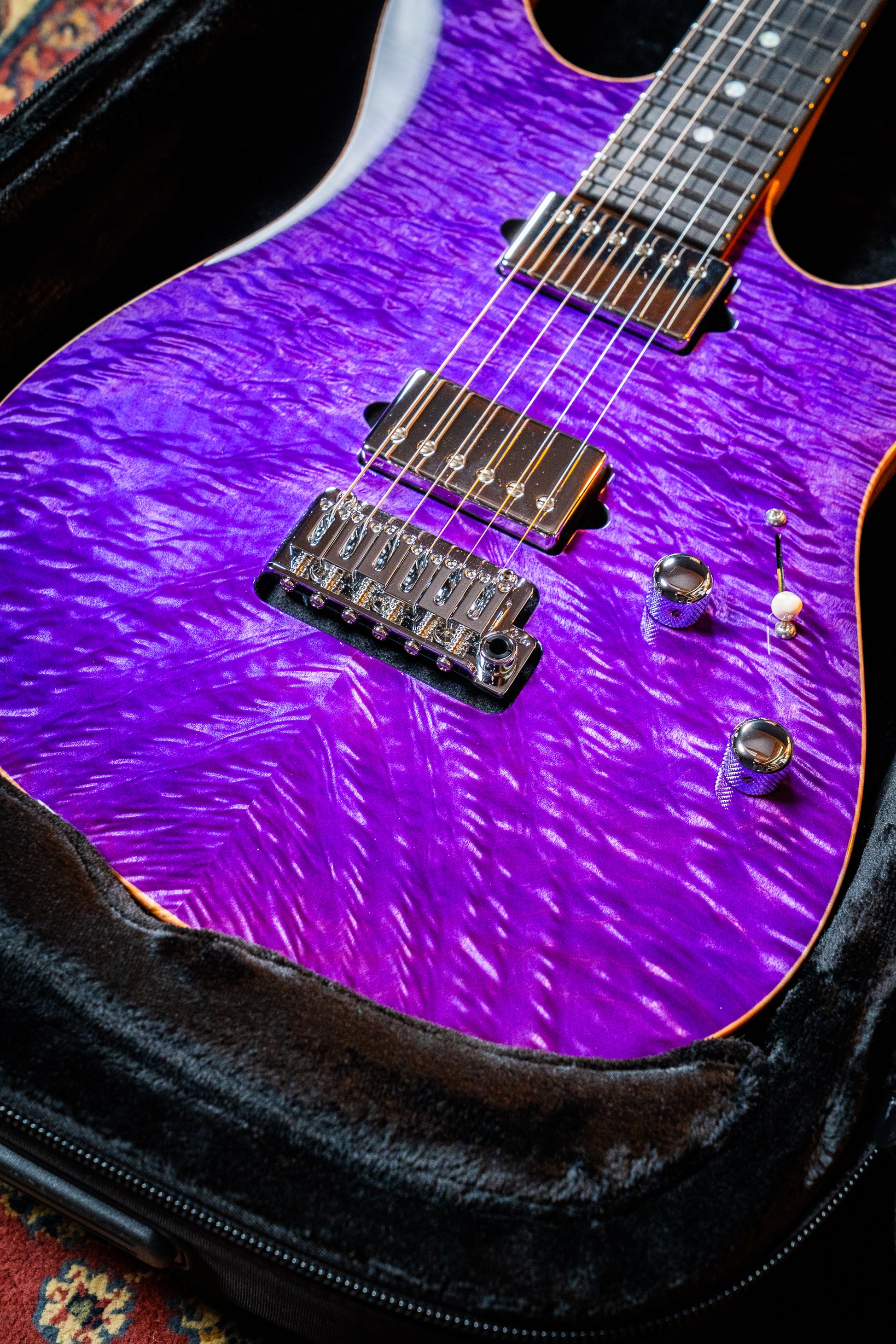 Suhr Custom Modern HH - Roasted Swamp Ash / Curly Maple Top - Trans Purple (#87559)