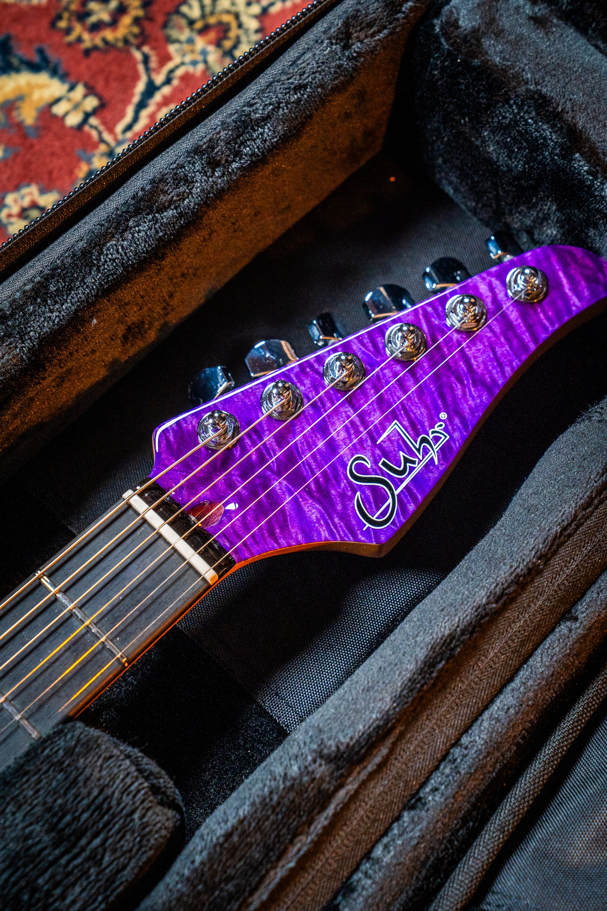 Suhr Custom Modern HH - Roasted Swamp Ash / Curly Maple Top - Trans Purple (#87559)