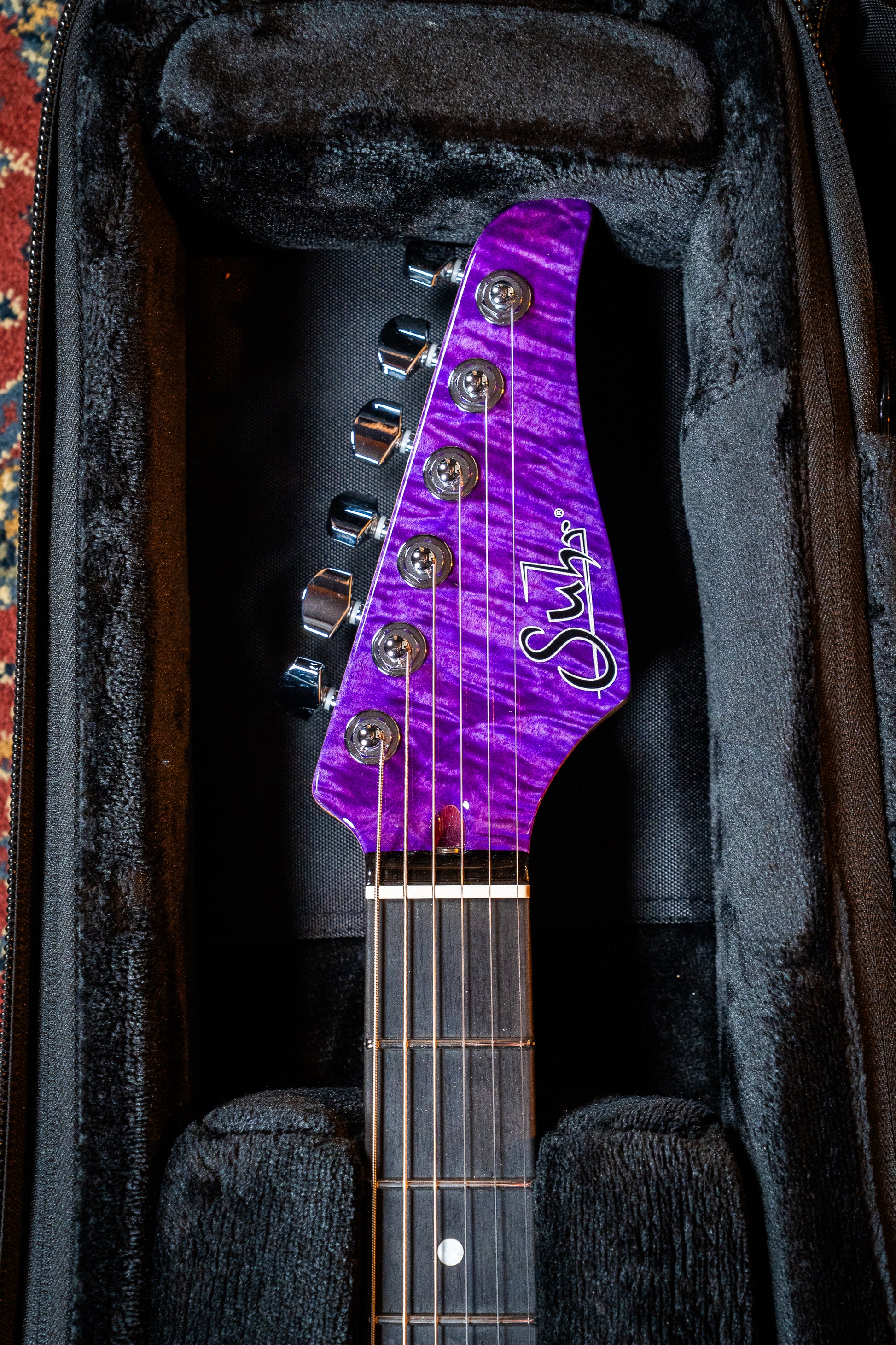 Suhr Custom Modern HH - Roasted Swamp Ash / Curly Maple Top - Trans Purple (#87559)