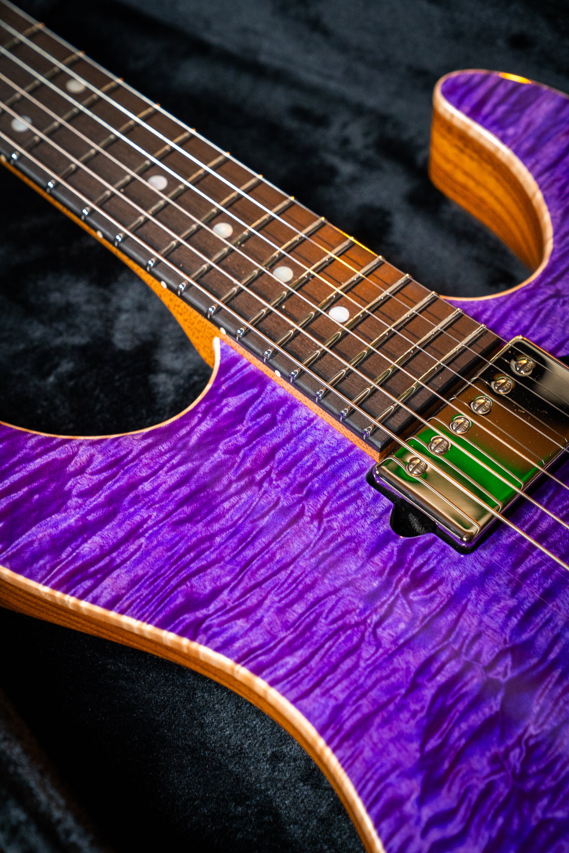 Suhr Custom Modern HH - Roasted Swamp Ash / Curly Maple Top - Trans Purple (#87559)