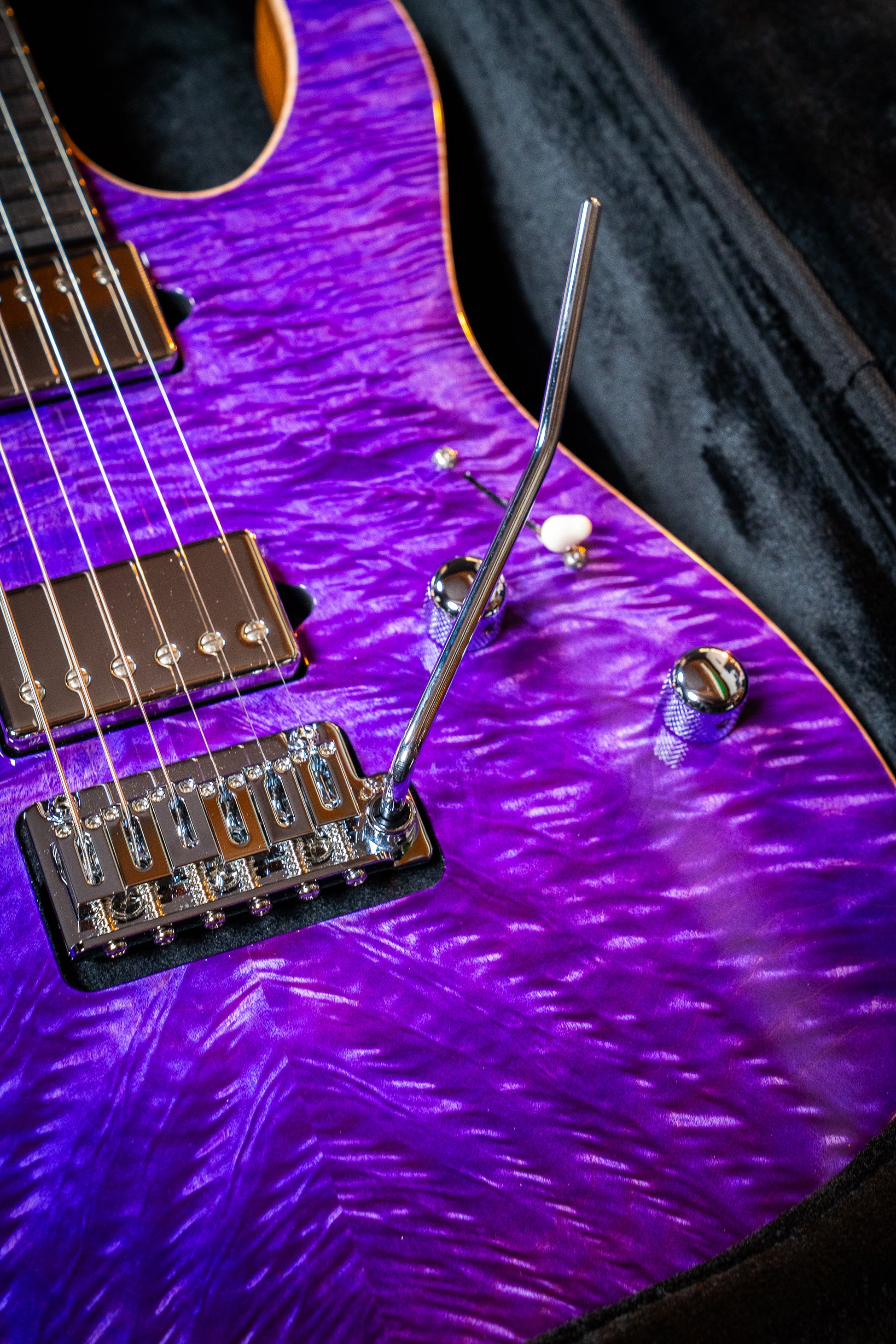 Suhr Custom Modern HH - Roasted Swamp Ash / Curly Maple Top - Trans Purple (#87559)