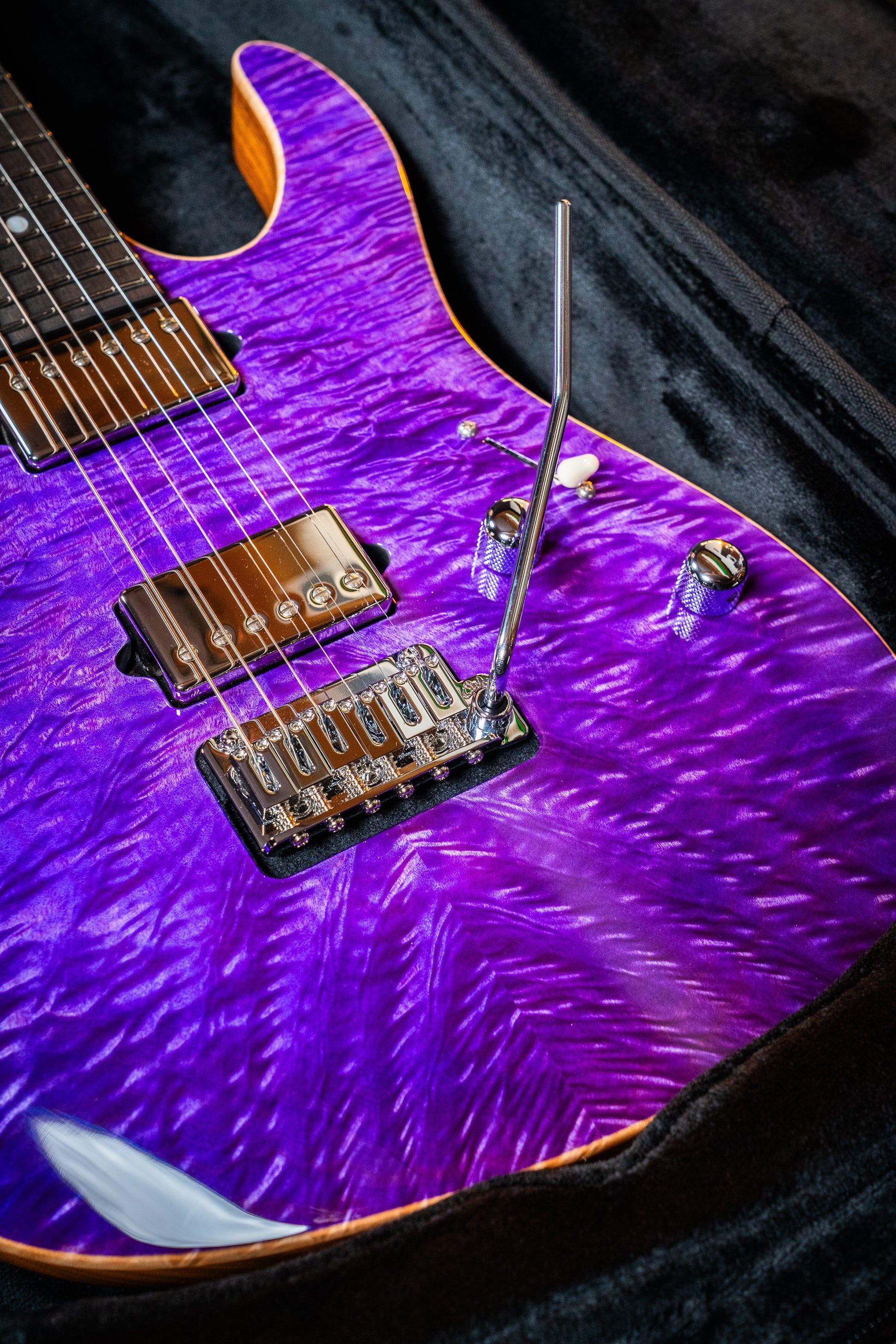 Suhr Custom Modern HH - Roasted Swamp Ash / Curly Maple Top - Trans Purple (#87559)