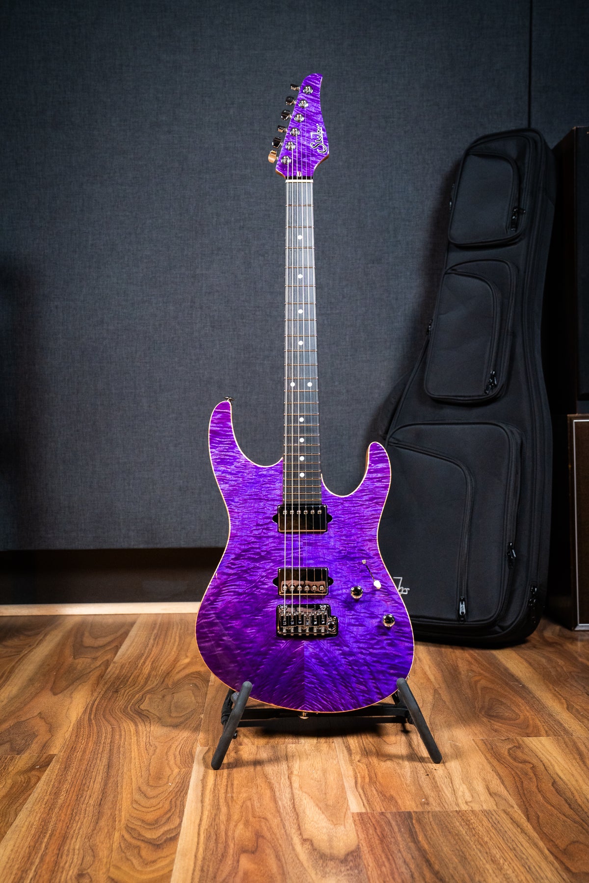 Suhr Custom Modern HH - Roasted Swamp Ash / Curly Maple Top - Trans Purple (#87559)