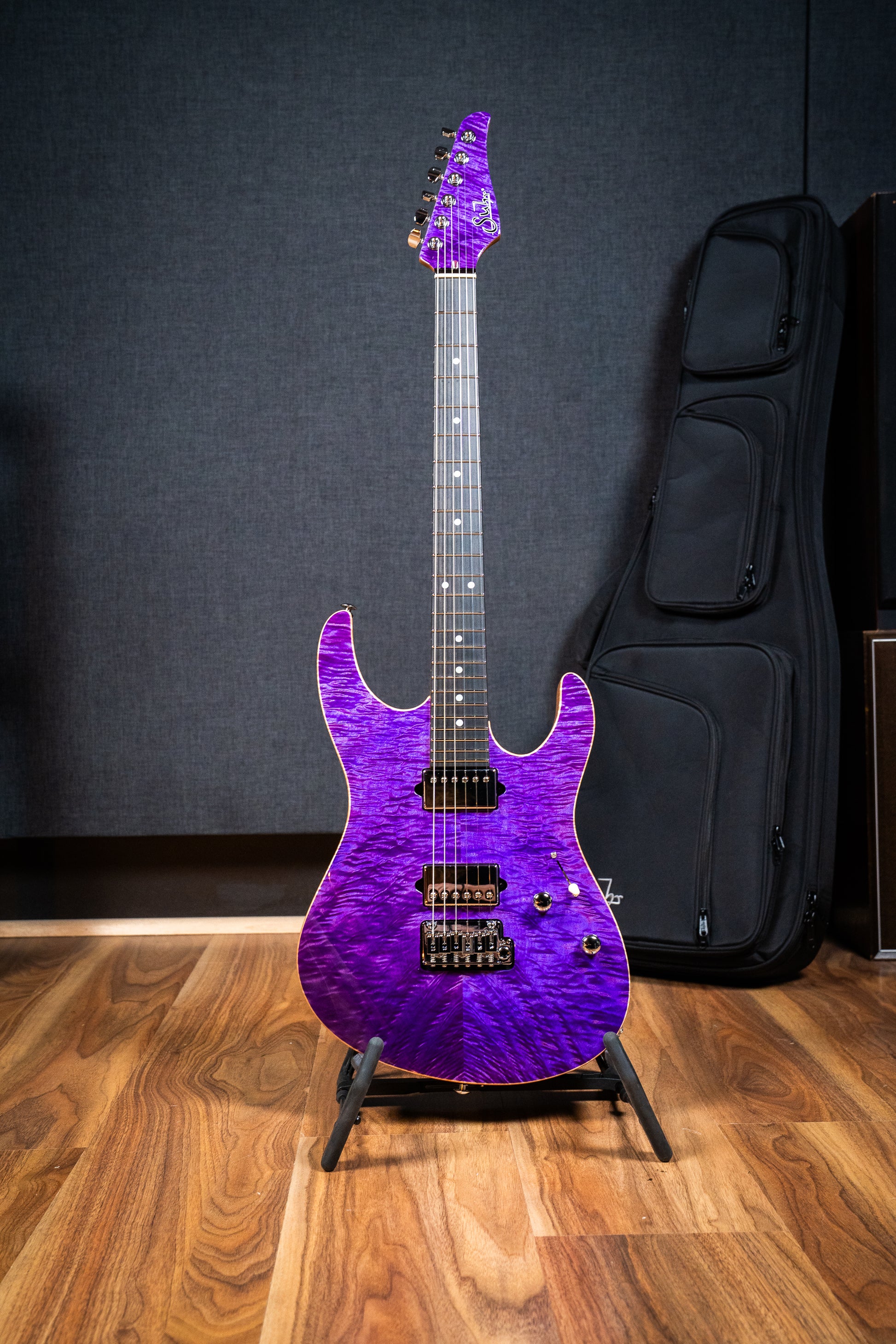 Suhr Custom Modern HH - Roasted Swamp Ash / Curly Maple Top - Trans Purple (#87559)