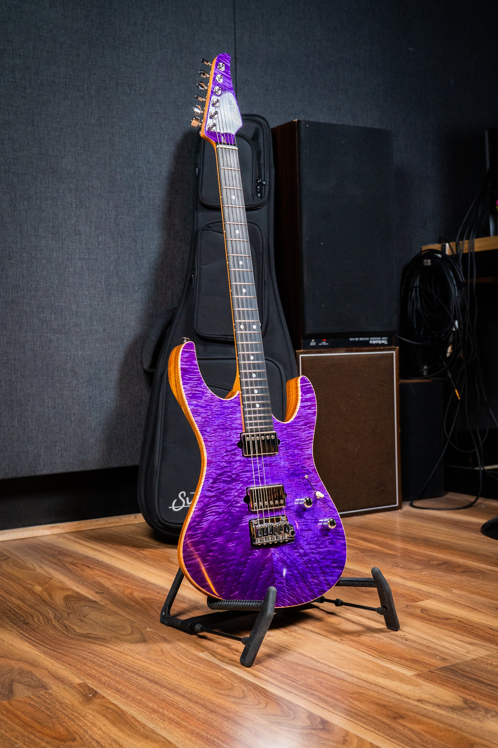 Suhr Custom Modern HH - Roasted Swamp Ash / Curly Maple Top - Trans Purple (#87559)