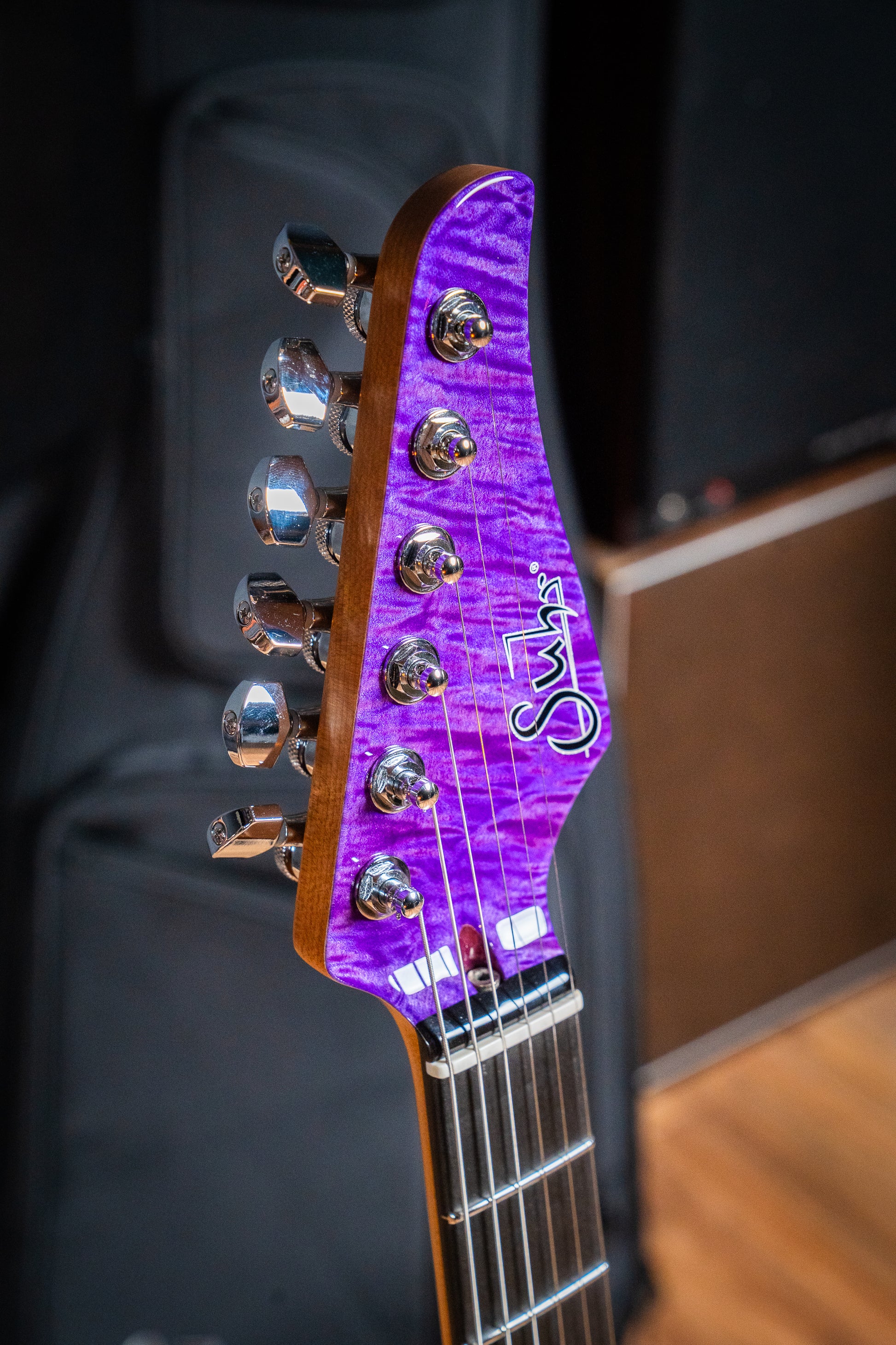 Suhr Custom Modern HH - Roasted Swamp Ash / Curly Maple Top - Trans Purple (#87559)