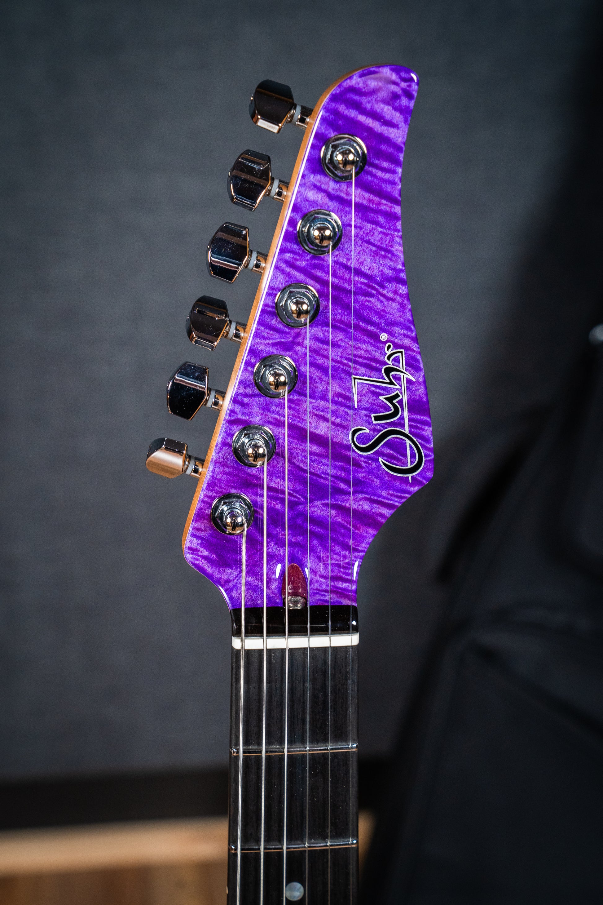 Suhr Custom Modern HH - Roasted Swamp Ash / Curly Maple Top - Trans Purple (#87559)
