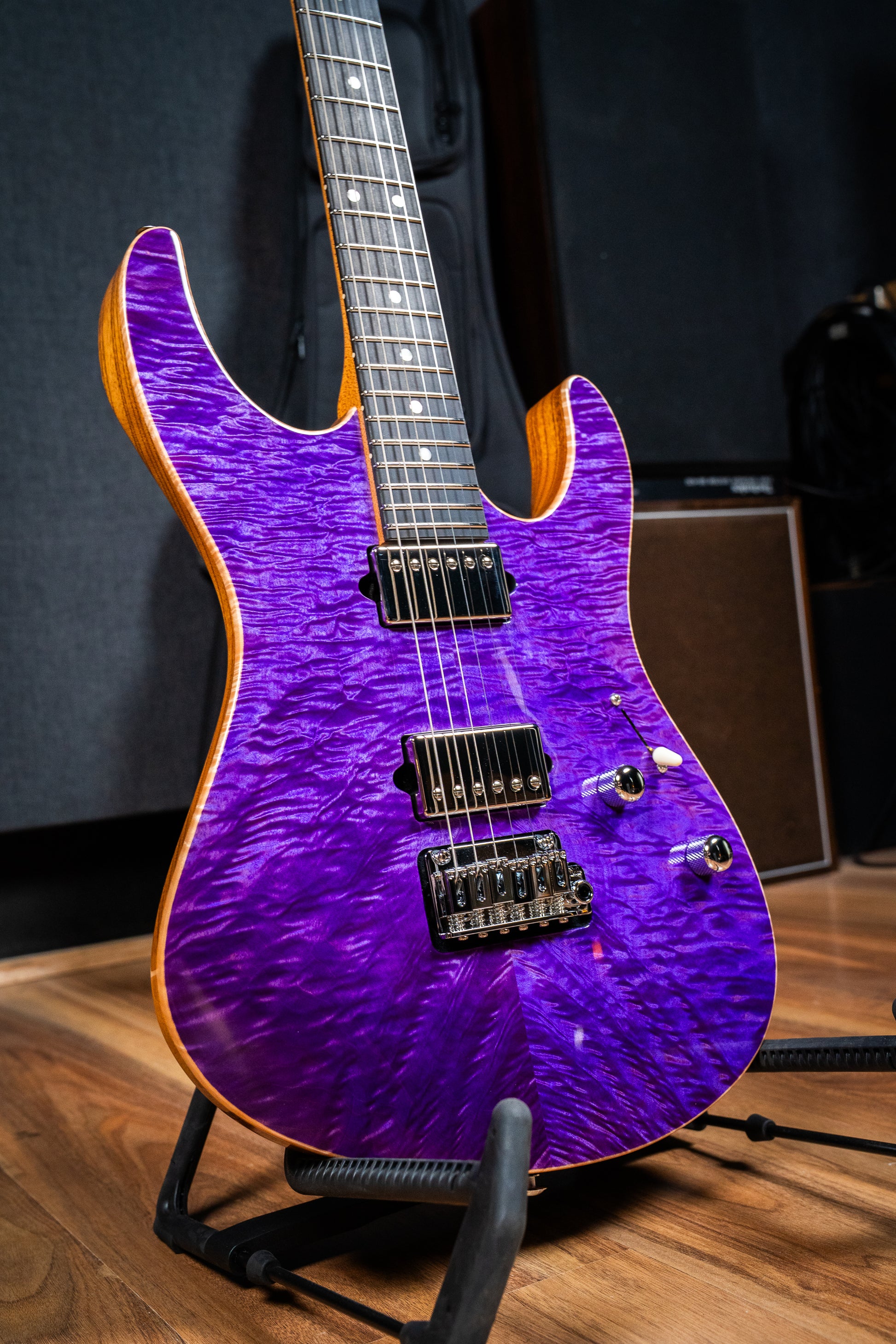 Suhr Custom Modern HH - Roasted Swamp Ash / Curly Maple Top - Trans Purple (#87559)