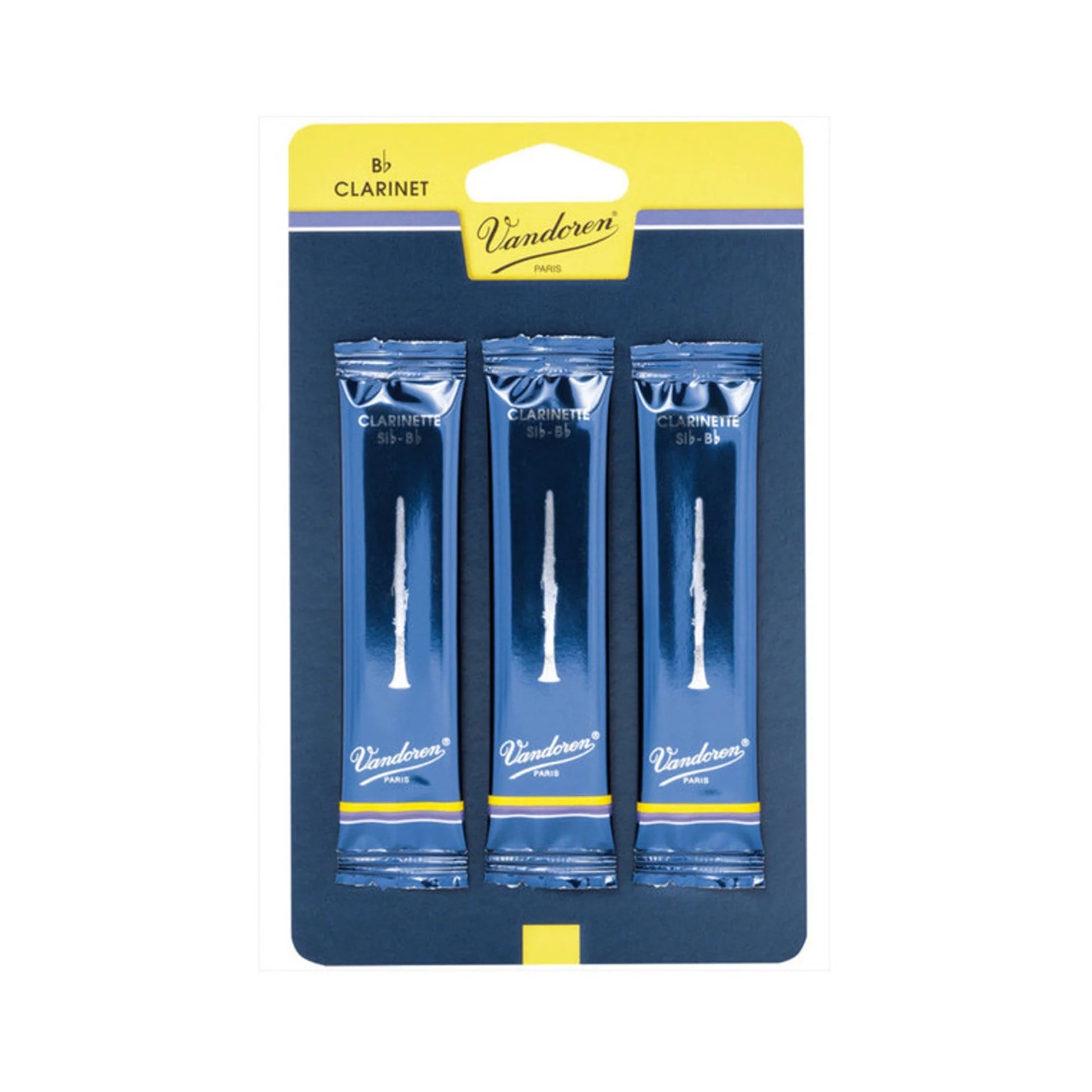 Vandoren B Flat Clarinet Reeds - TRADITIONAL - Grade 2.0 - Card of 3