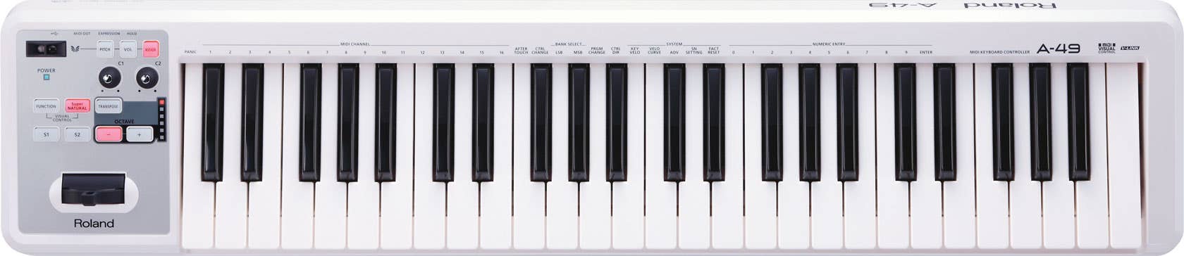 Roland A49 MIDI Keyboard Controller - Pearl White