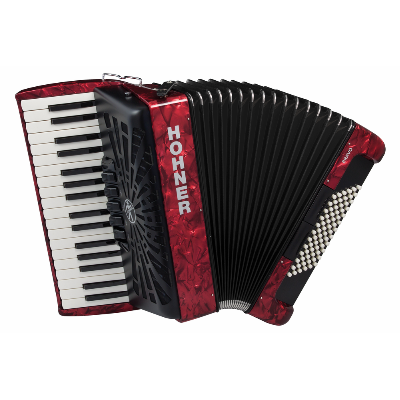 Hohner Bravo III 72 Silentkey Accordian - Red