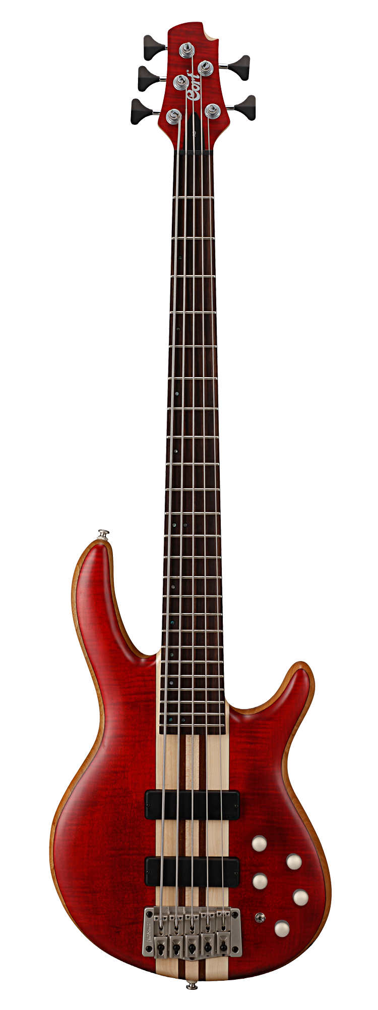 Cort A5 Plus FMMH 5-String Electric Bass - Open Pore Black Cherry