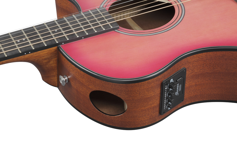 Ibanez AAM50CE Acoustic Guitar - Coral Red Burst Open Pore Top