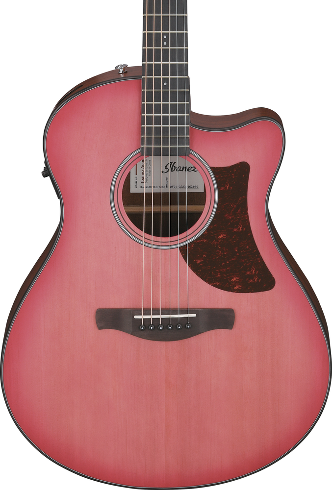 Ibanez AAM50CE Acoustic Guitar - Coral Red Burst Open Pore Top