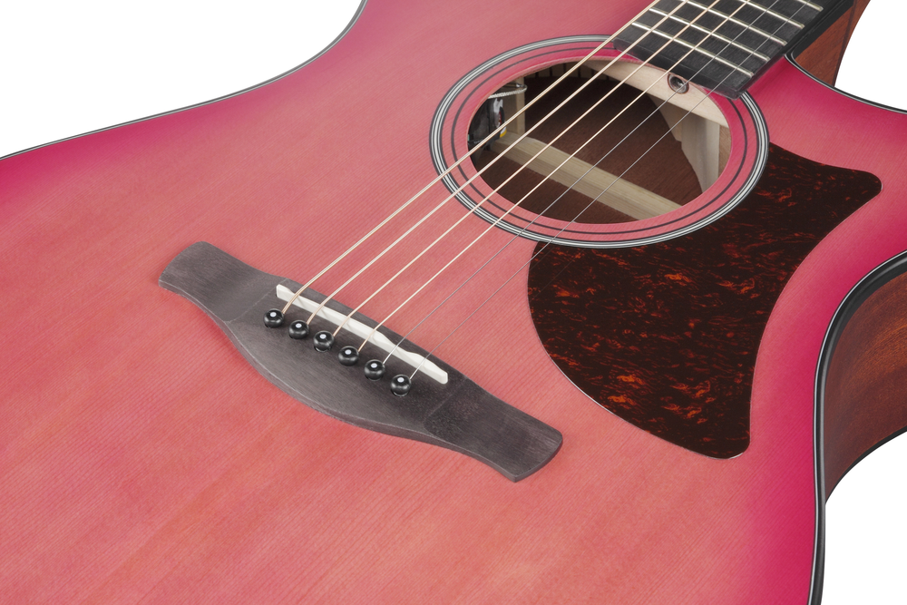 Ibanez AAM50CE Acoustic Guitar - Coral Red Burst Open Pore Top