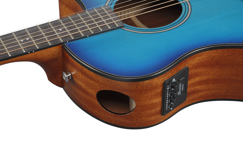 Ibanez AAM50CE Acoustic Guitar - Sapphire Blue Burst Open Pore Top