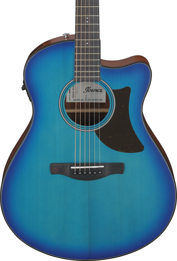 Ibanez AAM50CE Acoustic Guitar - Sapphire Blue Burst Open Pore Top