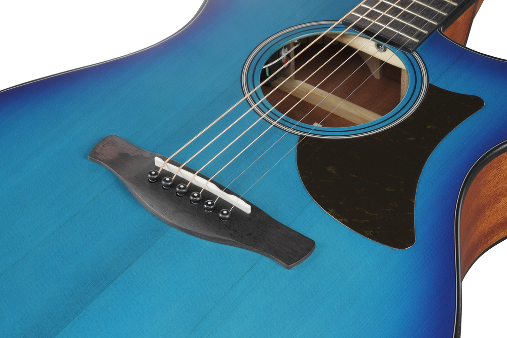 Ibanez AAM50CE Acoustic Guitar - Sapphire Blue Burst Open Pore Top