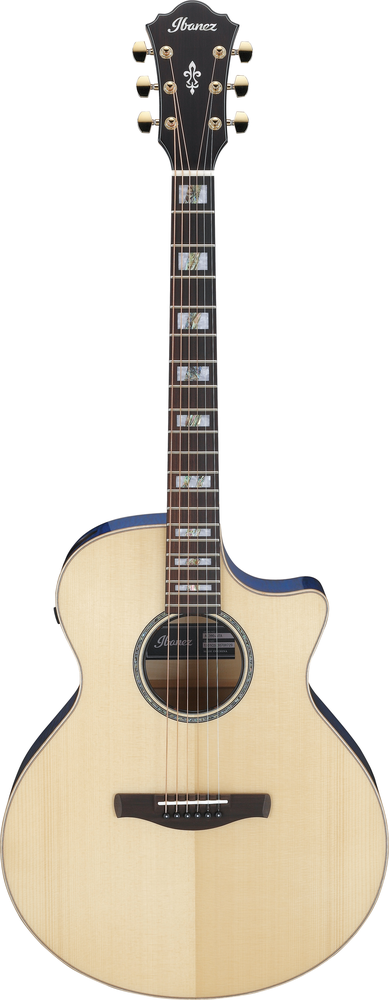 Ibanez AE390NTA Electric Acoustic Guitar - Natural High Gloss Top / Aqua Blue High Gloss Back and Sides
