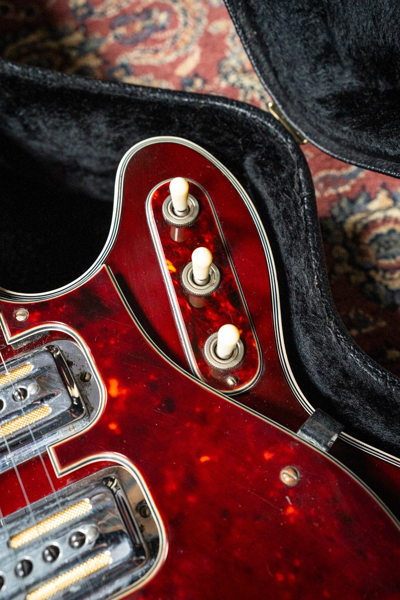 60’s Airline 7230 (Harmony H78) 3x Argyle Gold Foil Pickups & Hard Case - Pre Owned