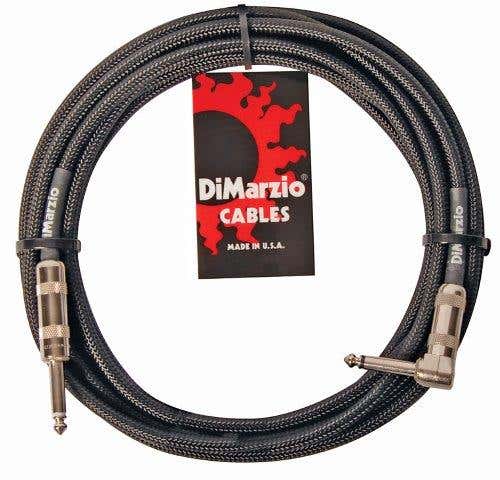 Dimarzio Braided Instrument Cable 18ft (6m) - Black -Straight-RA (EP18B)