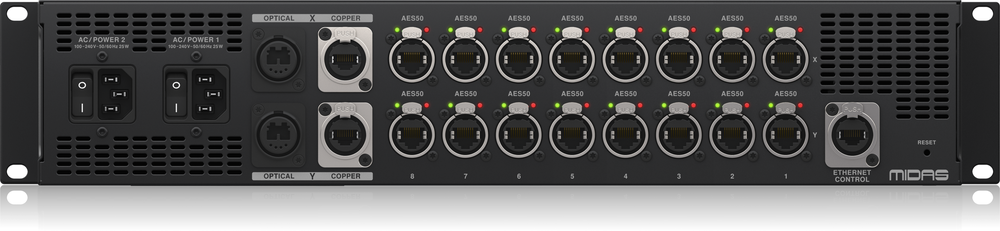 MIDAS AS88 Dual HMAC to 8 Port Dual Redundant AES50 Converter