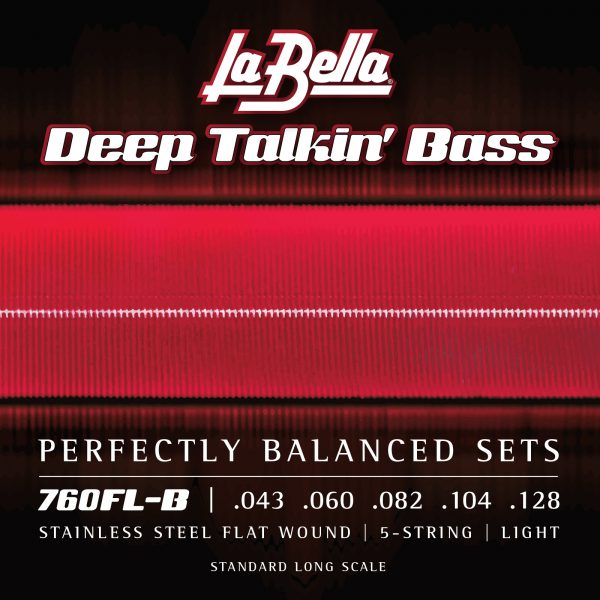 La Bella 760FL-B DTB Flatwound Bass Strings - 43-128 Light 5-string Set