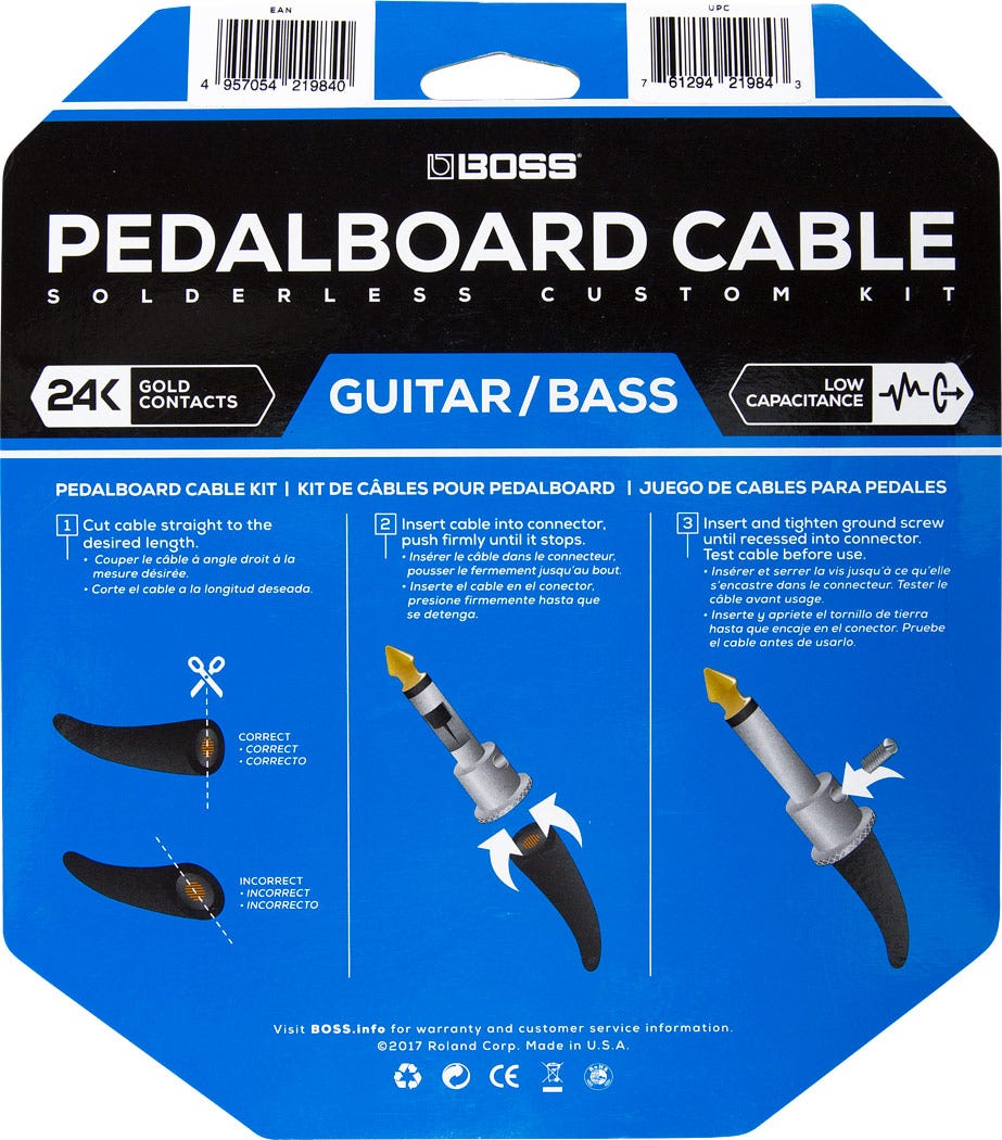 Boss Solderless Pedalboard Cable Kit - 12 Connectors