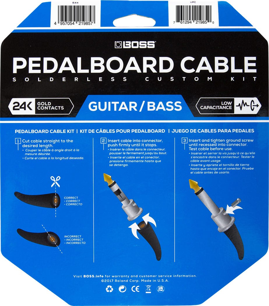 Boss Solderless Pedalboard Cable Kit - 24 Connectors 24ft cable