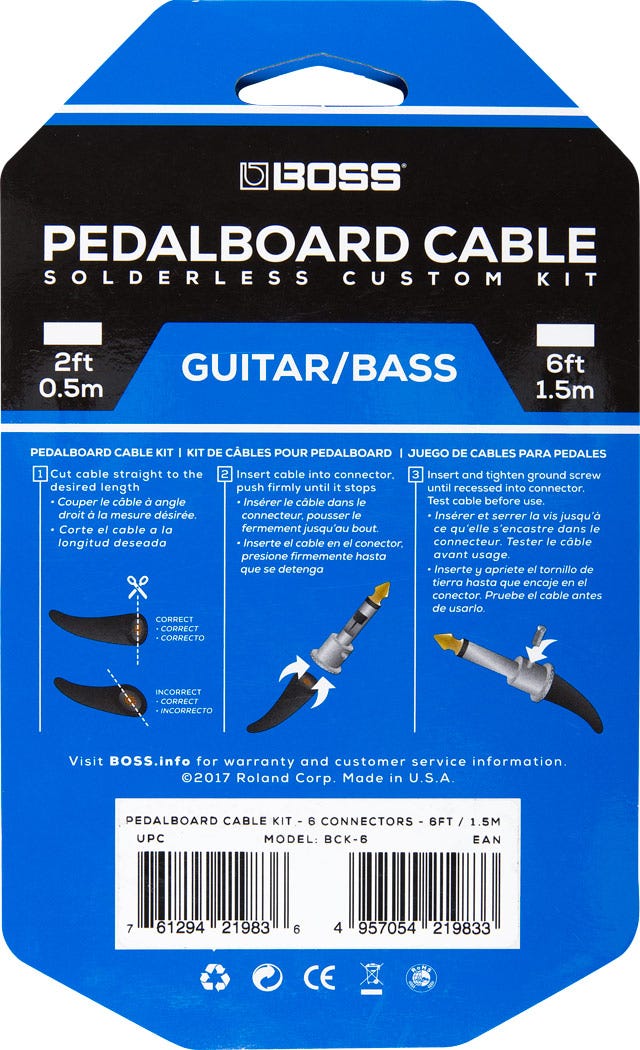 Boss Solderless Pedalboard Cable Kit - 6 Connectors