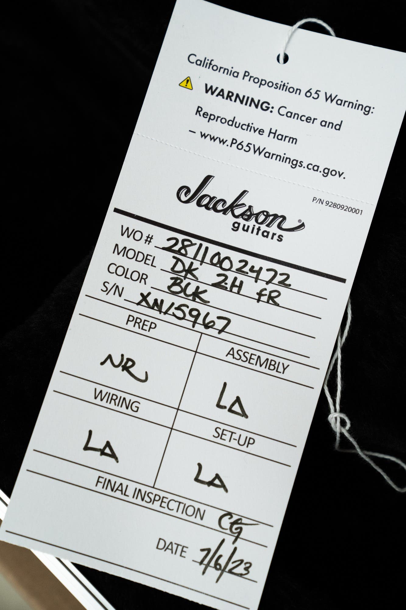 Jackson Custom Shop DK 2H FR Electric Guitar - Black