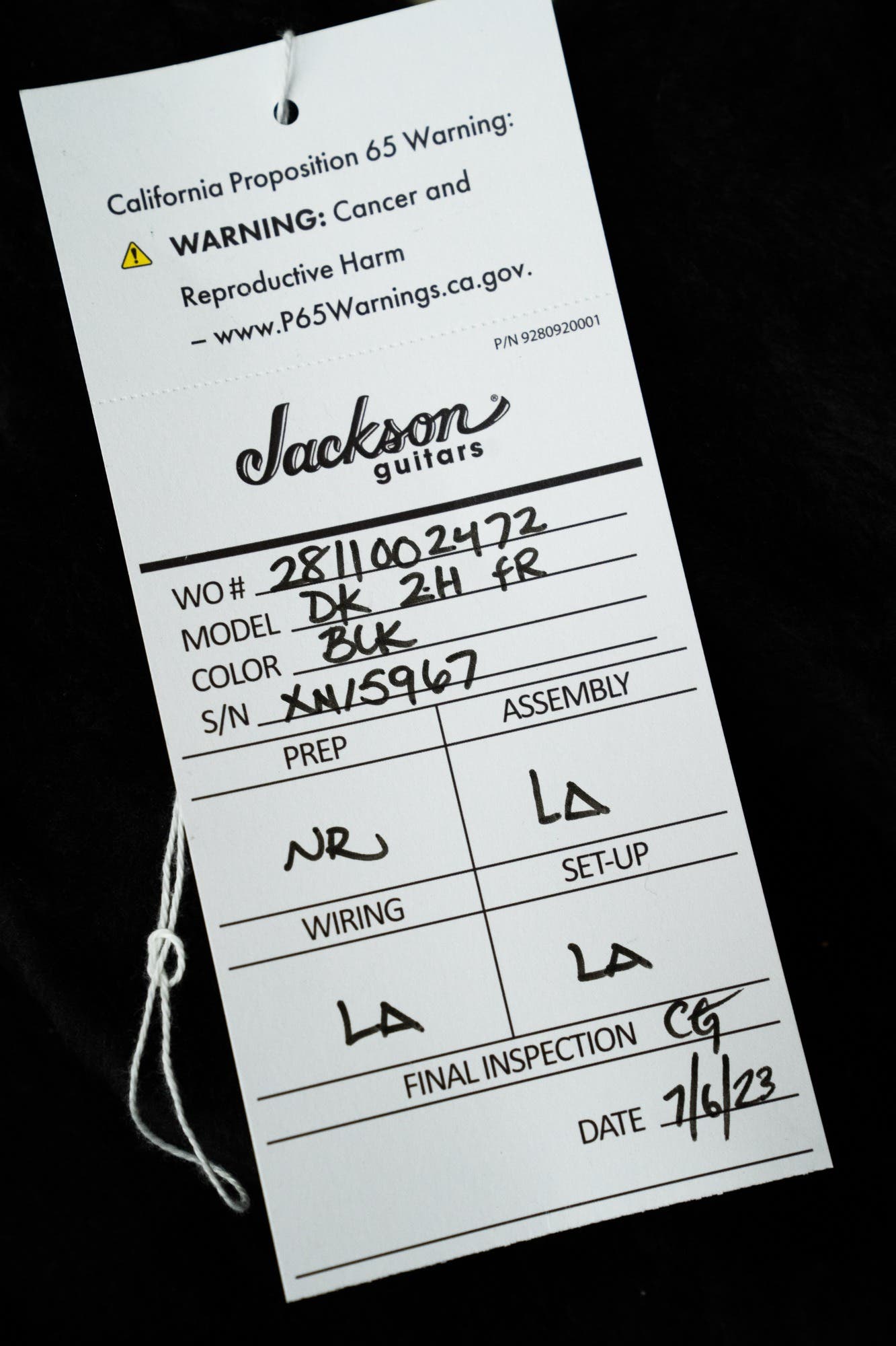 Jackson Custom Shop DK 2H FR Electric Guitar - Black