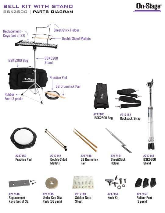 OnStage BSK2500 Bell Percussion Kit w/Stand and Bag