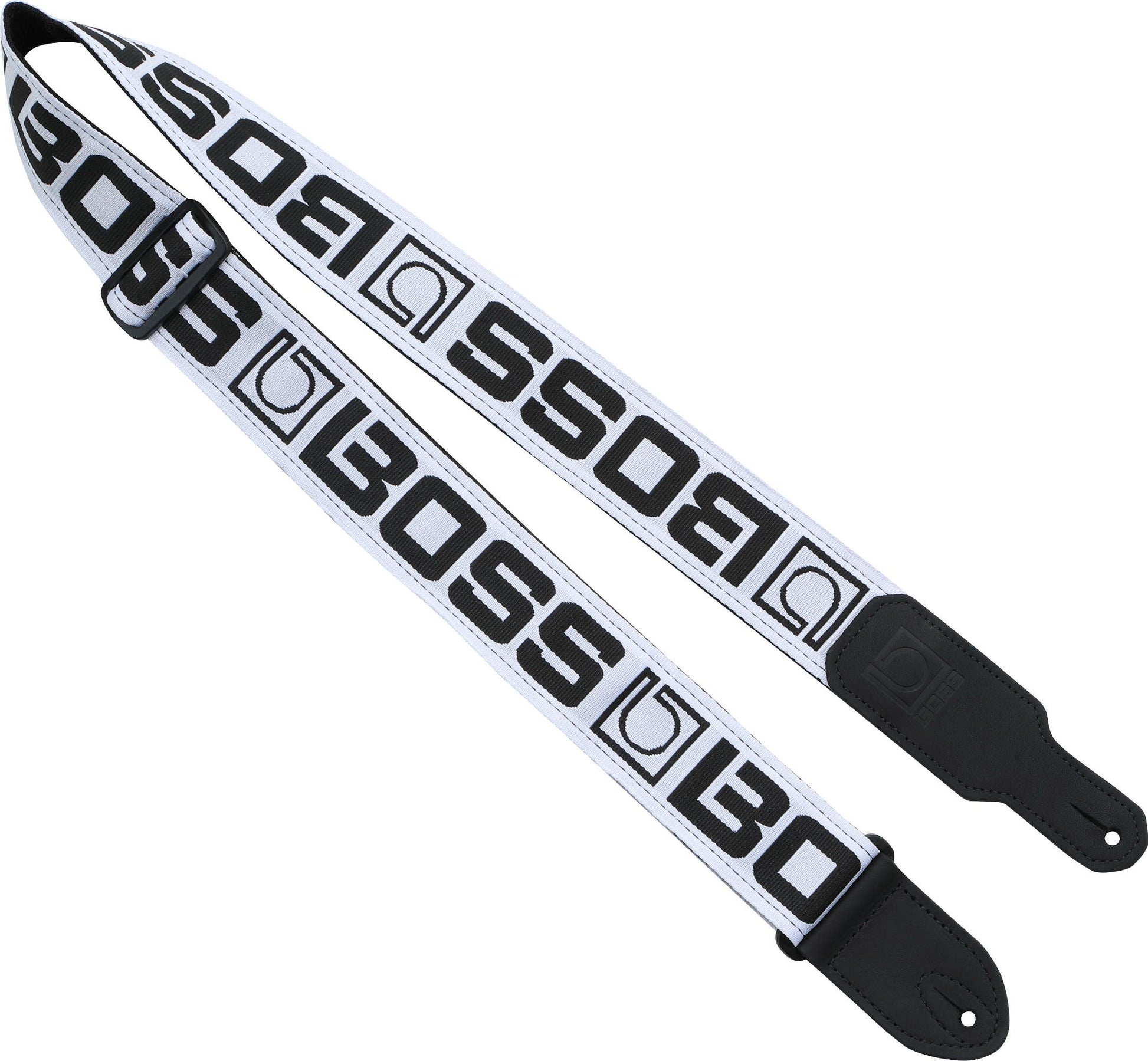 BOSS Monogram Guitar Strap - WHITE w/Black logo