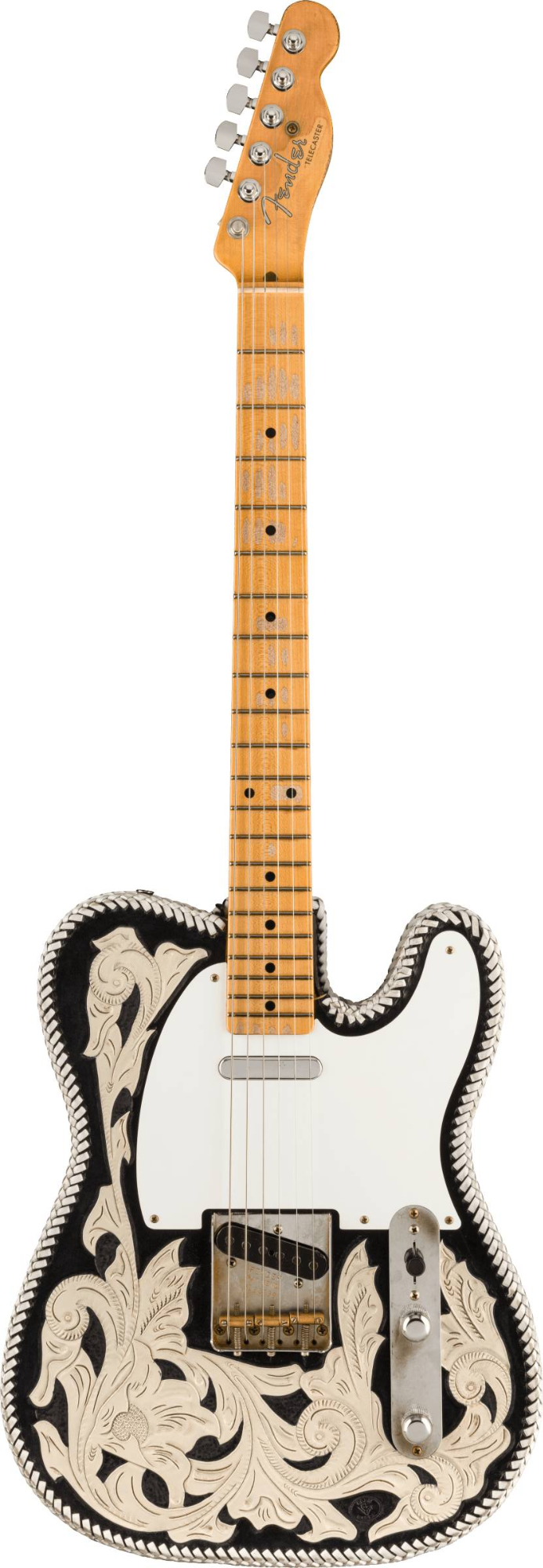 Fender Custom Shop Masterbuilt Waylon Jennings BTB 54' Telecaster Relic - Black and White Tooled Leather over Butterscotch Blonde
