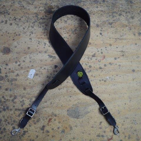 Colonial Leather Plain Banjo Cradle Strap w/Hooks - Black