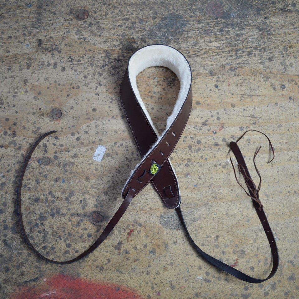 Colonial Leather Wool-Padded Banjo Cradle Strap - Brown