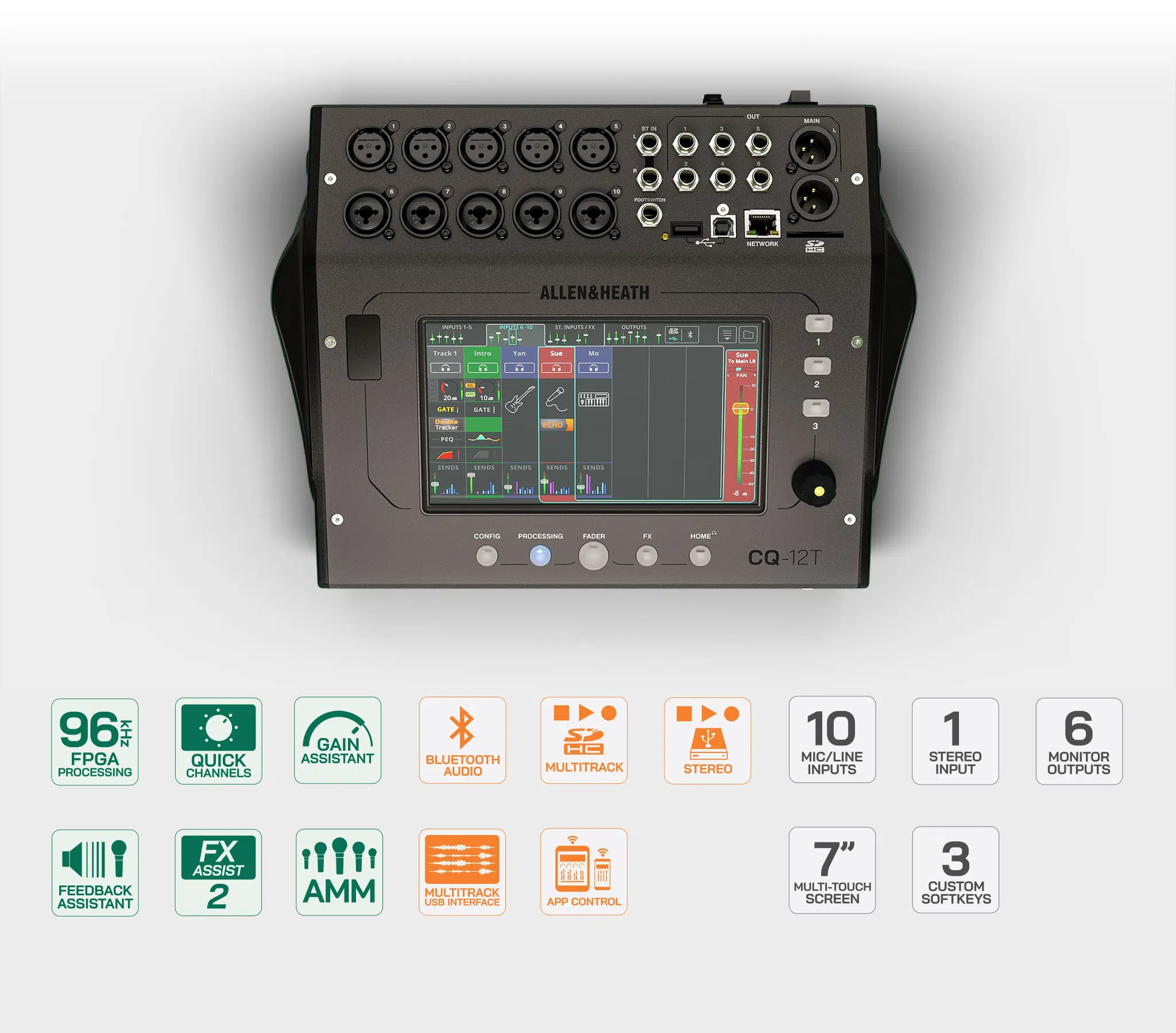 Allen and Heath CQ12T 12ch Digital Mixer w/BT + Touchscreen