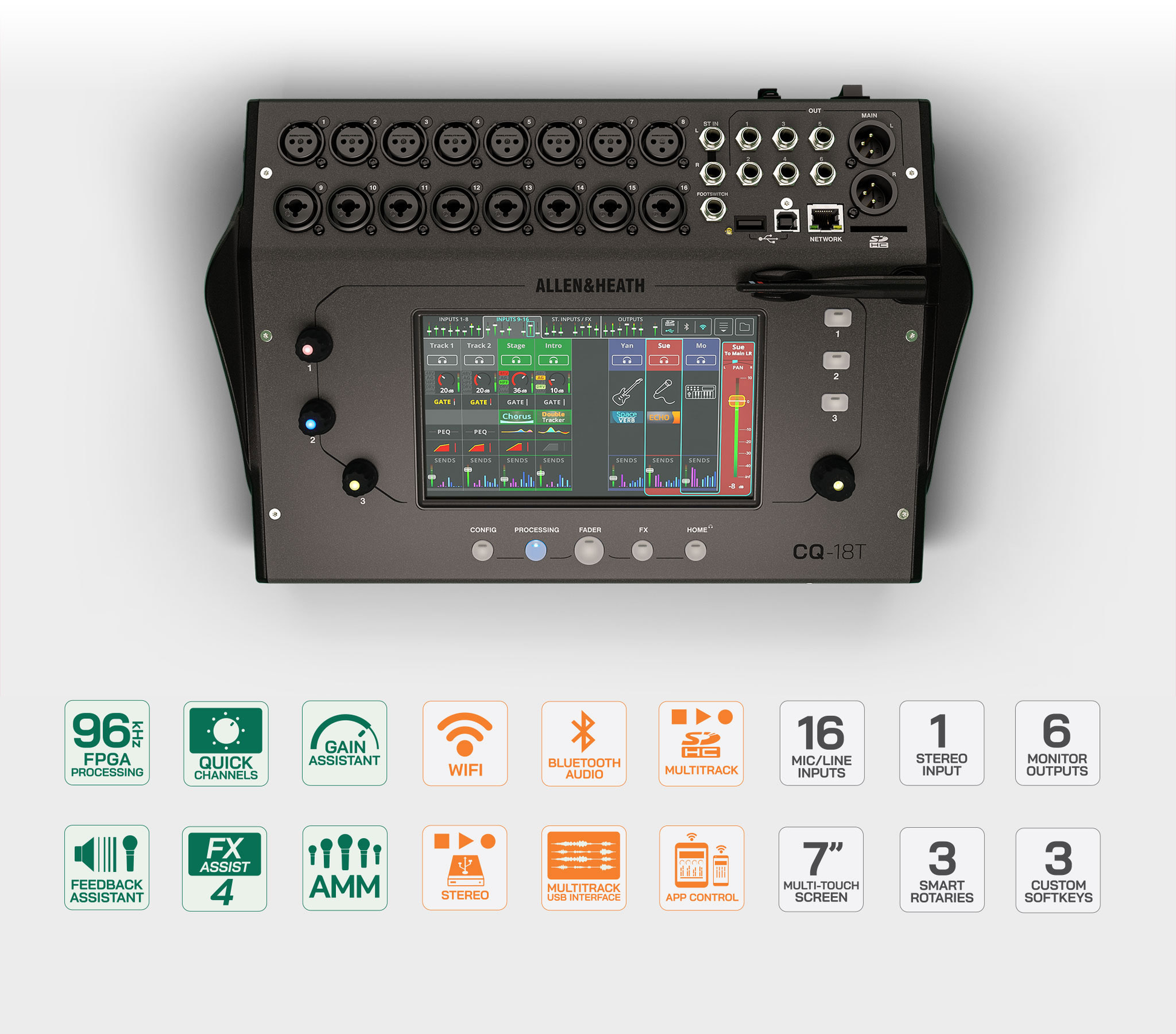 Allen and Heath CQ18T 18ch Digital Mixer w/BT + Touchscreen