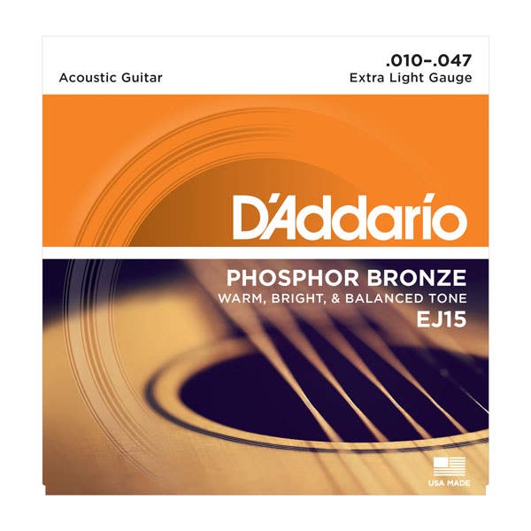 D'Addario Extra Light Acoustic Steel String Set 10-47 (EJ15)