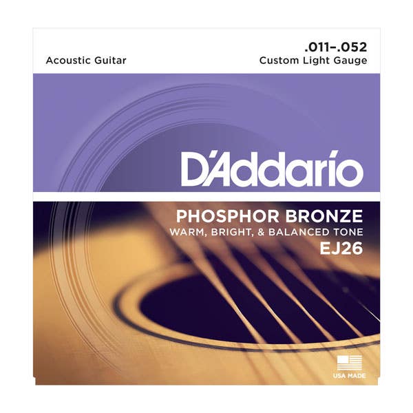 D'Addario Custom Light Acoustic Steel String Set 11-52 (EJ26)
