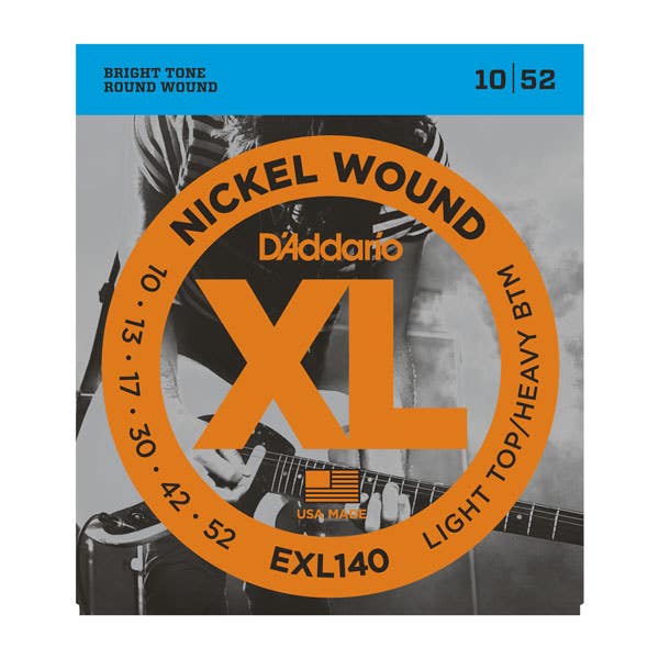 D'Addario Light Top/Heavy Bottom Electric Guitar String Set 10-52 (EXL140)