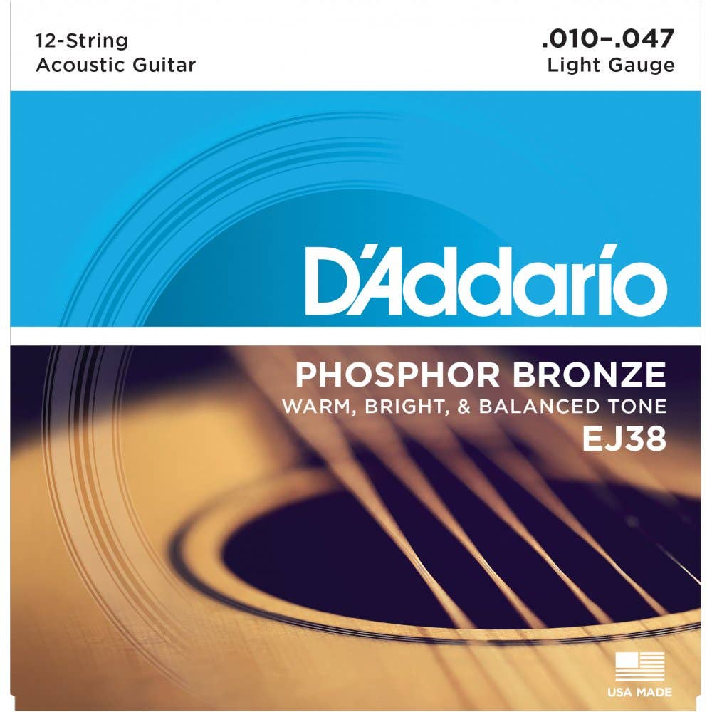 D'Addario Light Acoustic Steel 12-String Set 10-47 (EJ38)