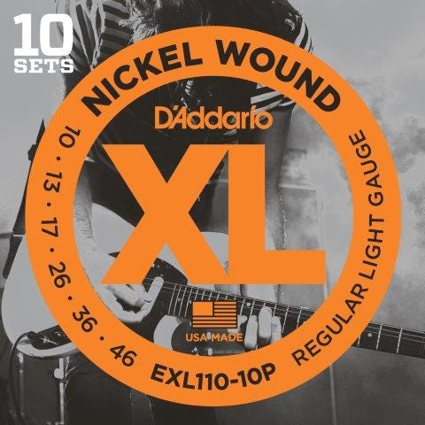 D'Addario Regular Light Electric Guitar String Set *10 PACK* (EXL110-10P)