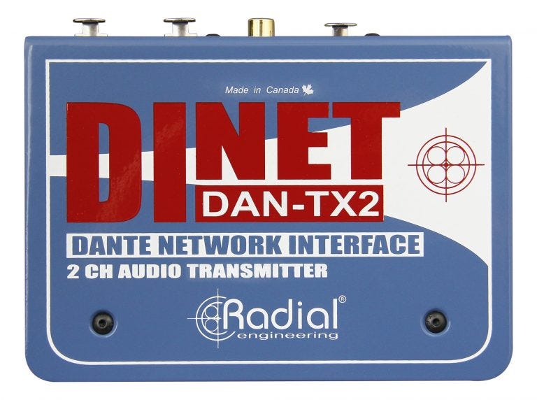 Radial DiNET DAN-TX2 2-Channel Dante Network Transmitter